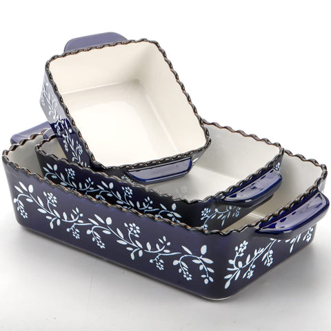 AVLA porcelain bakeware on table as stylish serving centerpiece.
