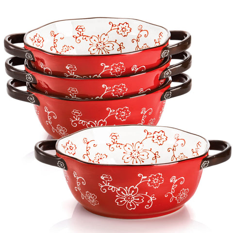 Red glaze finish enhances presentation on the table during dinners.