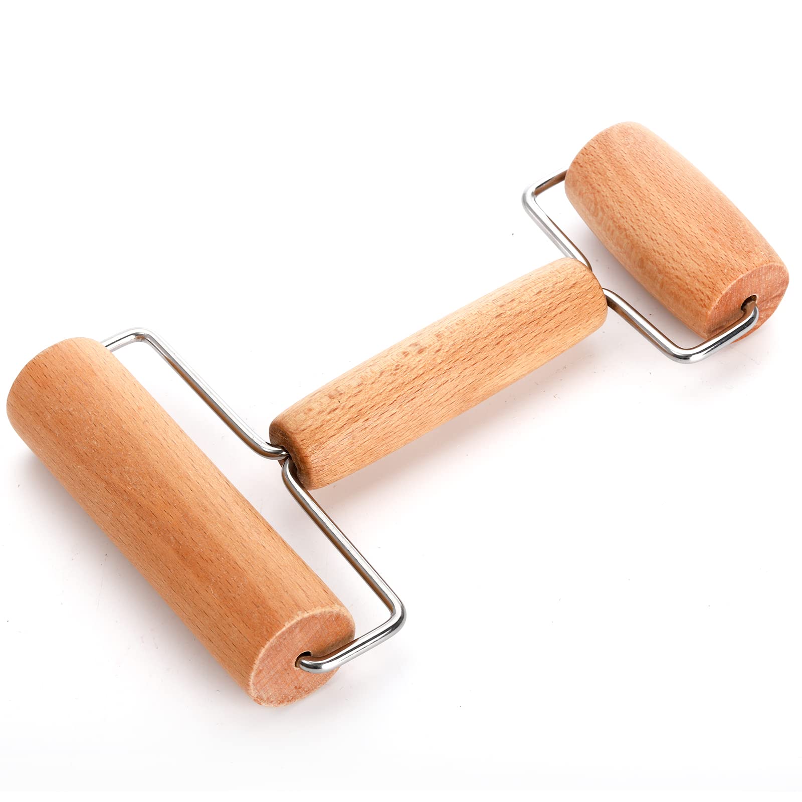 AVLA beech wood dough roller offers easy grip for comfortable rolling.