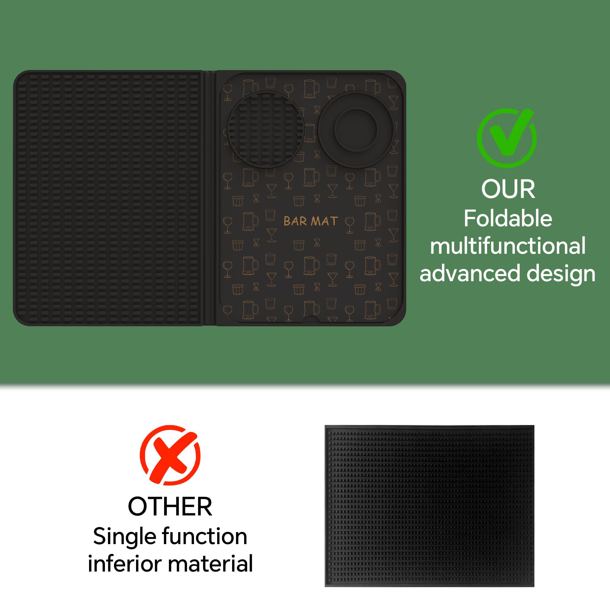 AVlovasd bar mat easy-clean surface for quick washing after use.