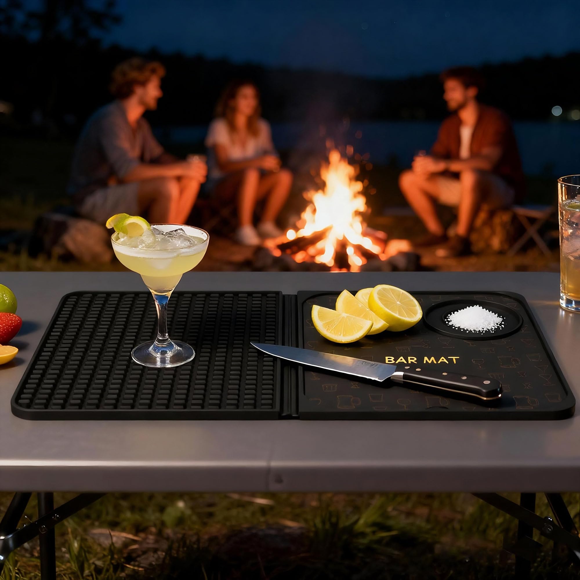 AVlovasd bar mat portable setup for outdoor bars and RV trips.