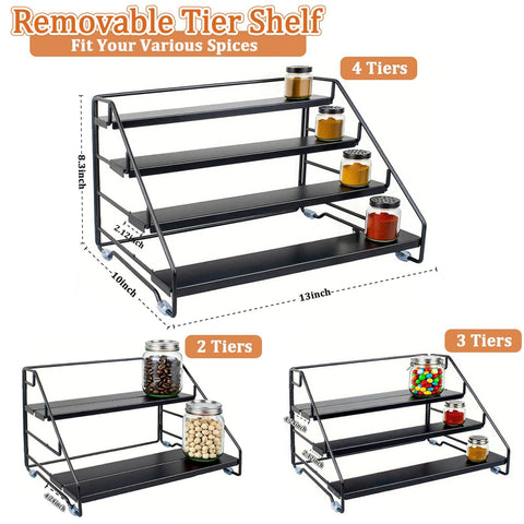 AVMDOM 4-tier stepped design offers clear visibility of spices