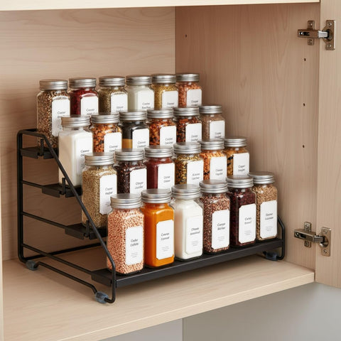 AVMDOM spice rack with non-slip pads prevents bottle tipping