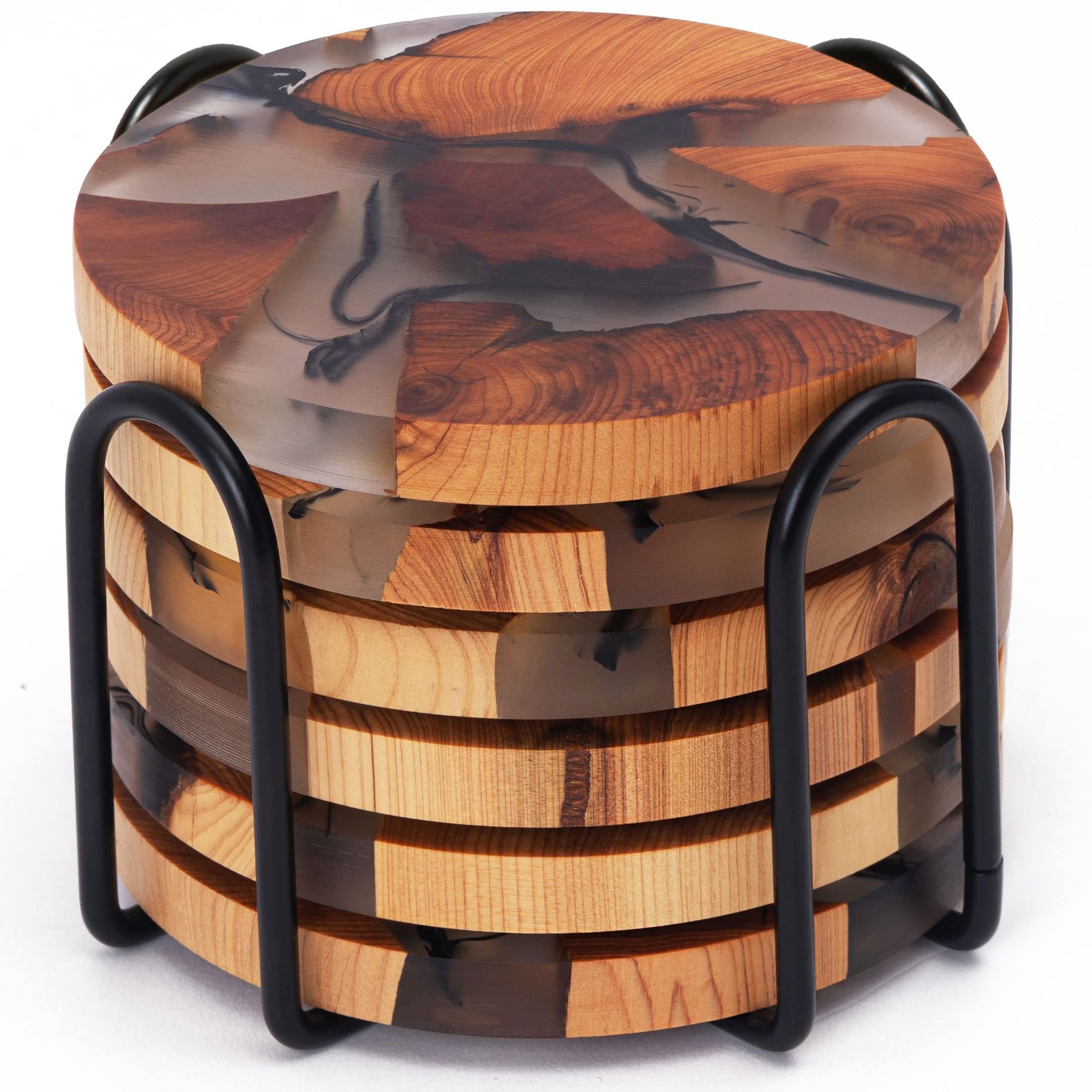 AVOCRAFTS cedar-epoxy round wooden coaster protecting surfaces.