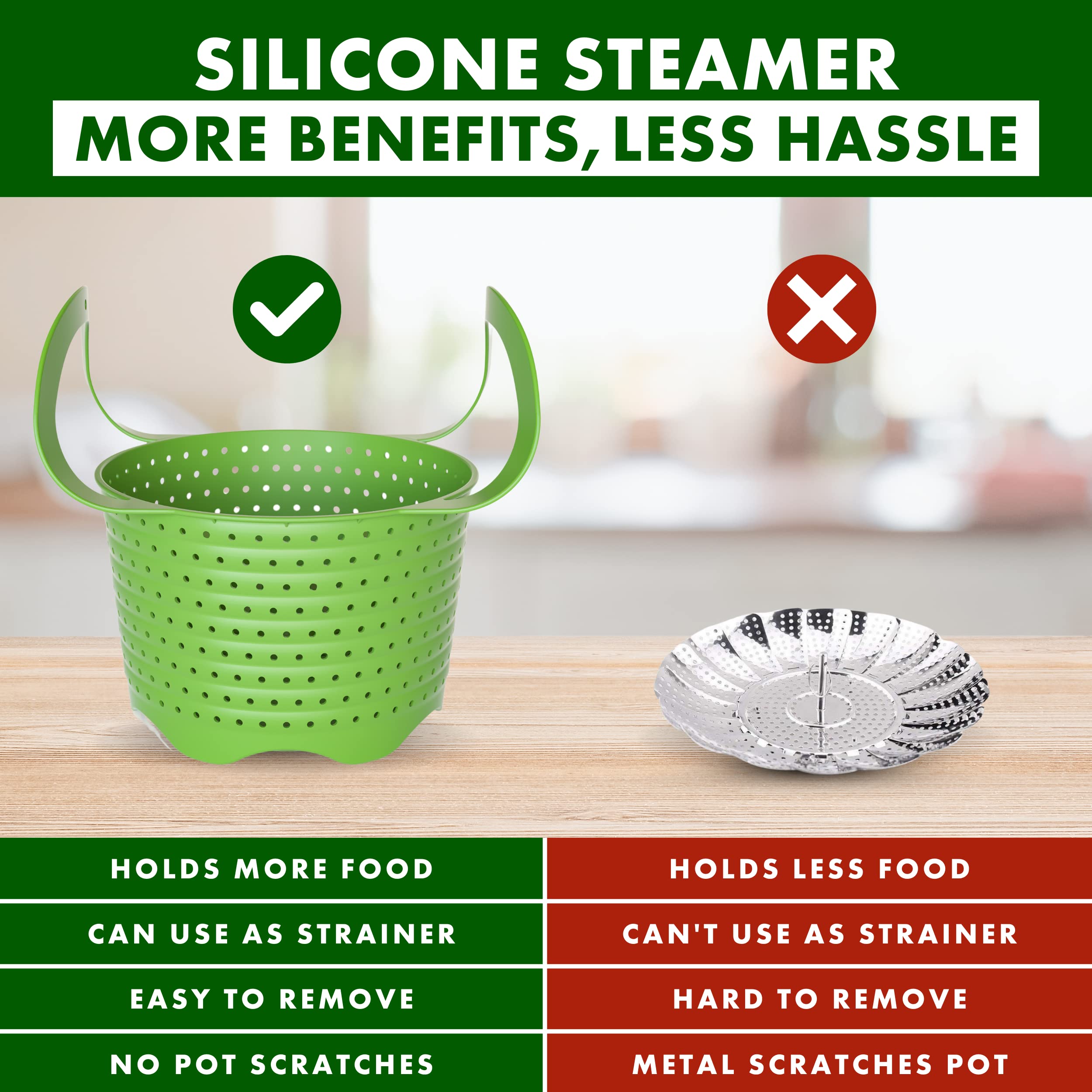 Soft silicone texture of Avokado steamer basket close-up