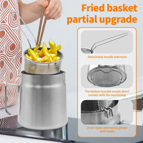 AVOWB.T.Q frying basket with detachable handle for easy loading