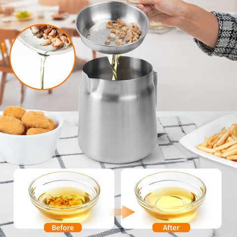 AVOWB.T.Q oil filter pot with fine mesh filter for cleaner oil