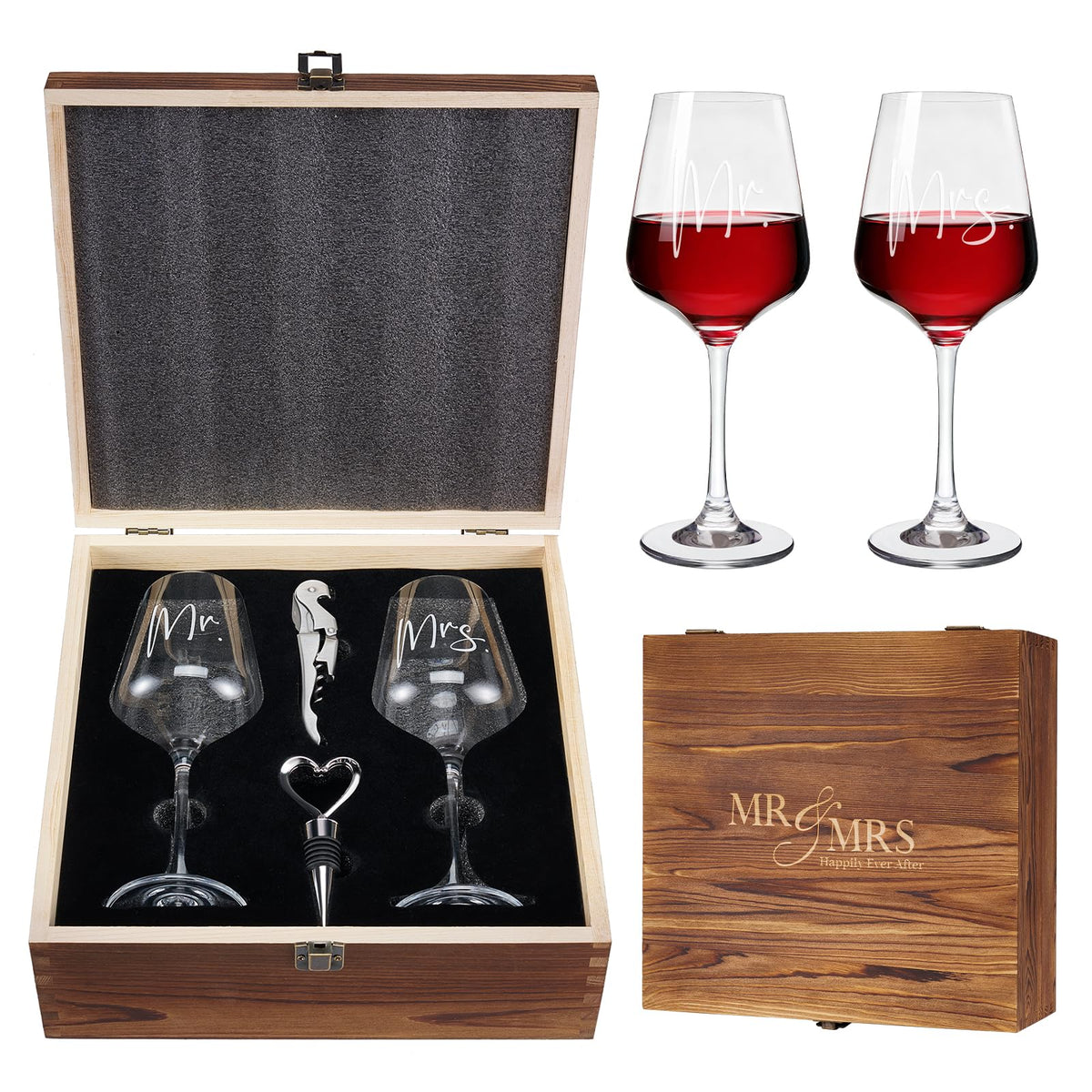 AW BRIDAL Mr and Mrs wine glasses set for elegant toasts
