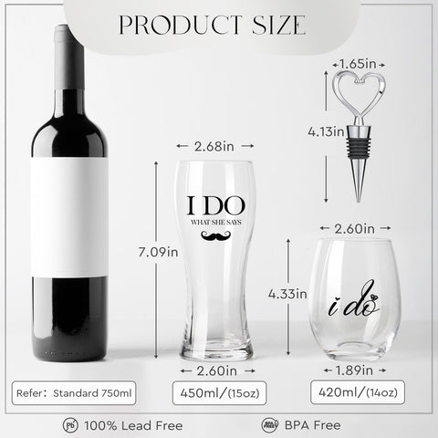 AW BRIDAL stemless wine glass 14oz ideal for daily wine enjoyment