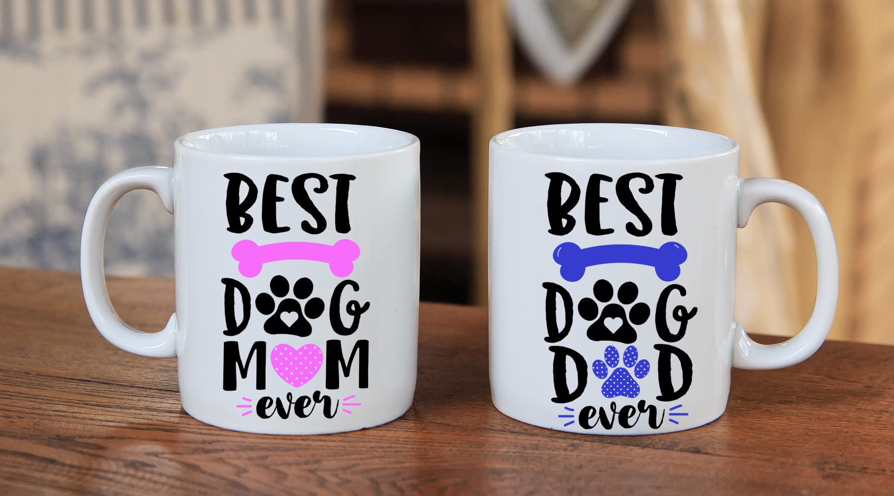 AW Fashions Best Dog Mom Best Dog Dad mugs holding cups for cozy morning rituals