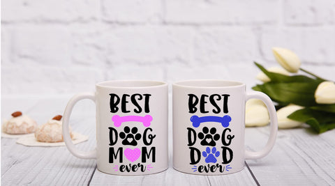 AW Fashions Best Dog Mom Best Dog Dad mugs set 2 morning coffee moment