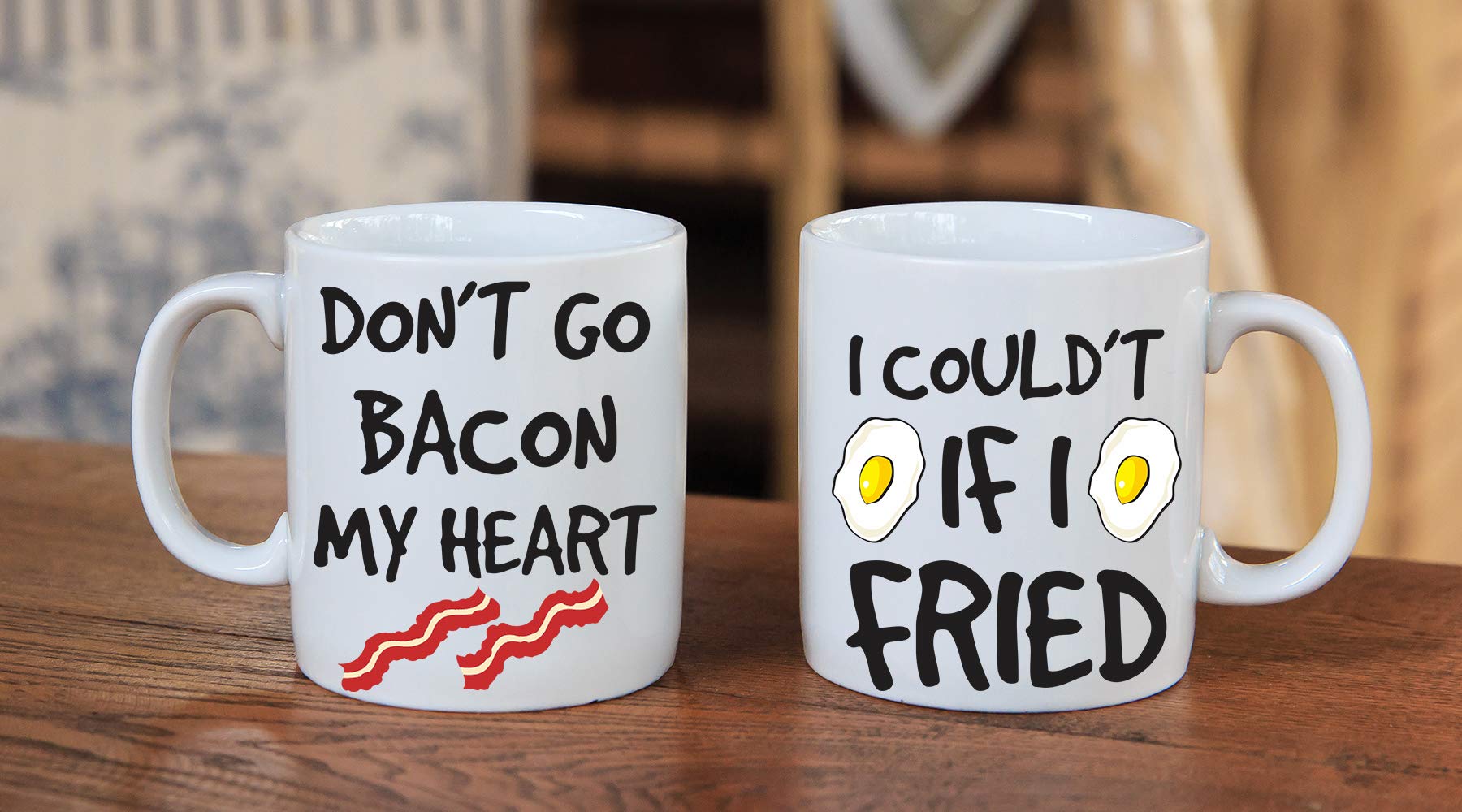 AW Fashions Don't Go Bacon My Heart mugs with print on both sides for either hand.