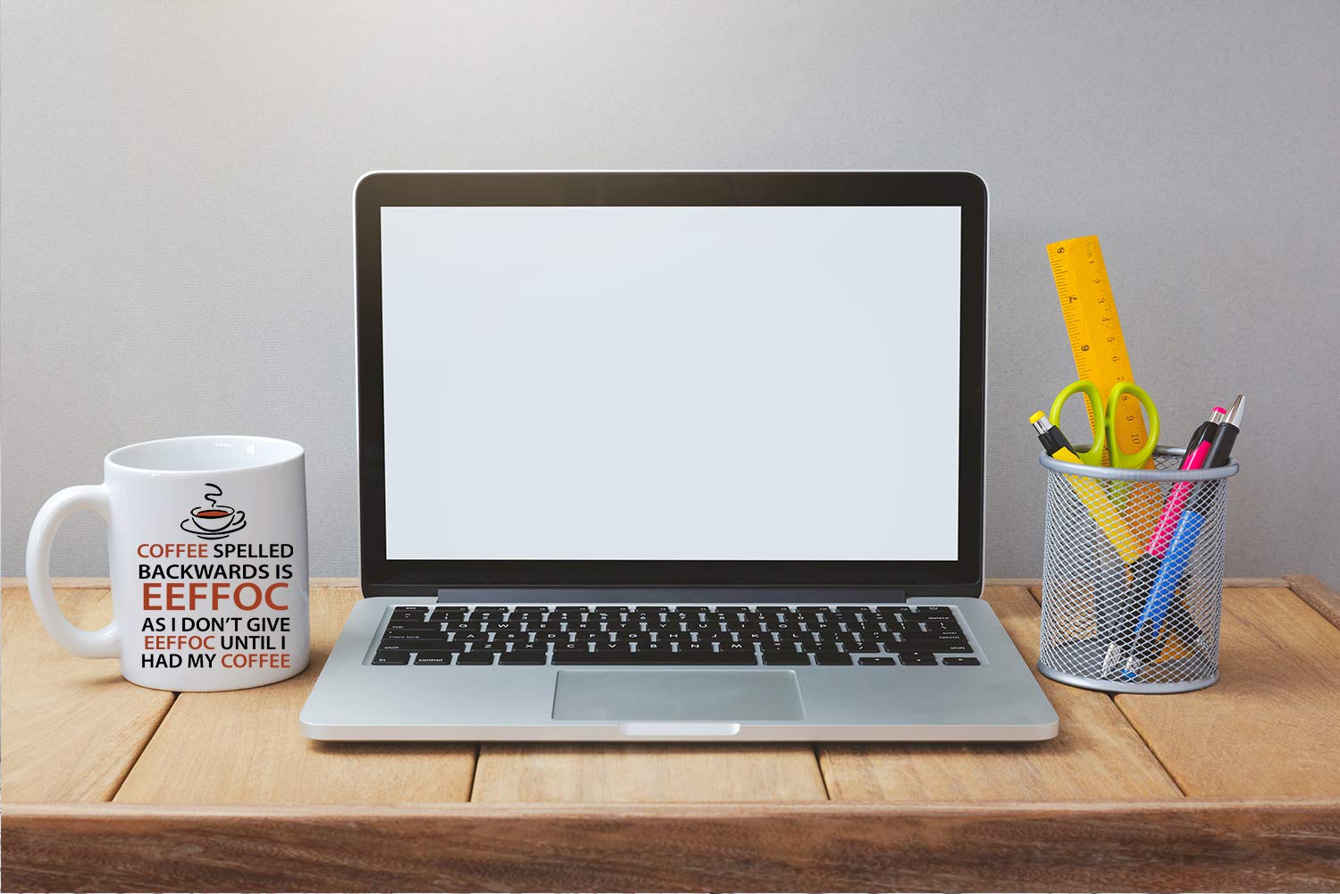 AW Fashions Eeffoc mug print visible on both sides for left or right-handed use