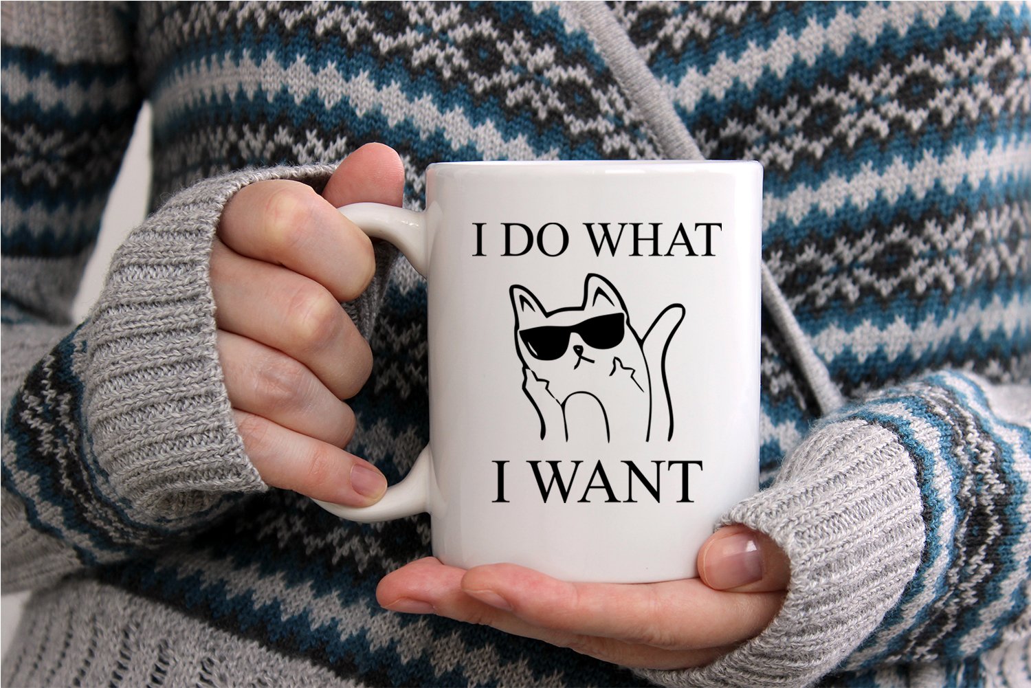 AW Fashions Grumpy Cat Mug close up—vibrant, long lasting print.