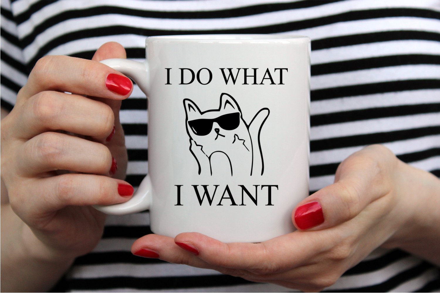 AW Fashions Grumpy Cat Mug print on both sides—humor visible from any angle.
