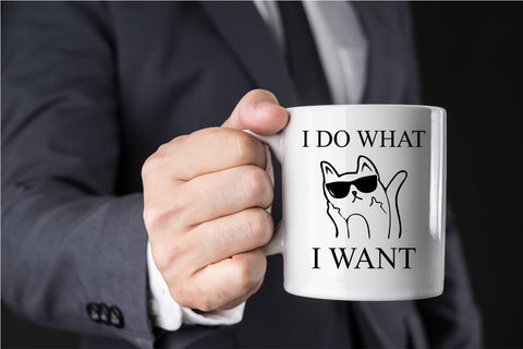 AW Fashions Grumpy Cat Mug side view—ergonomic handle for comfortable grip.