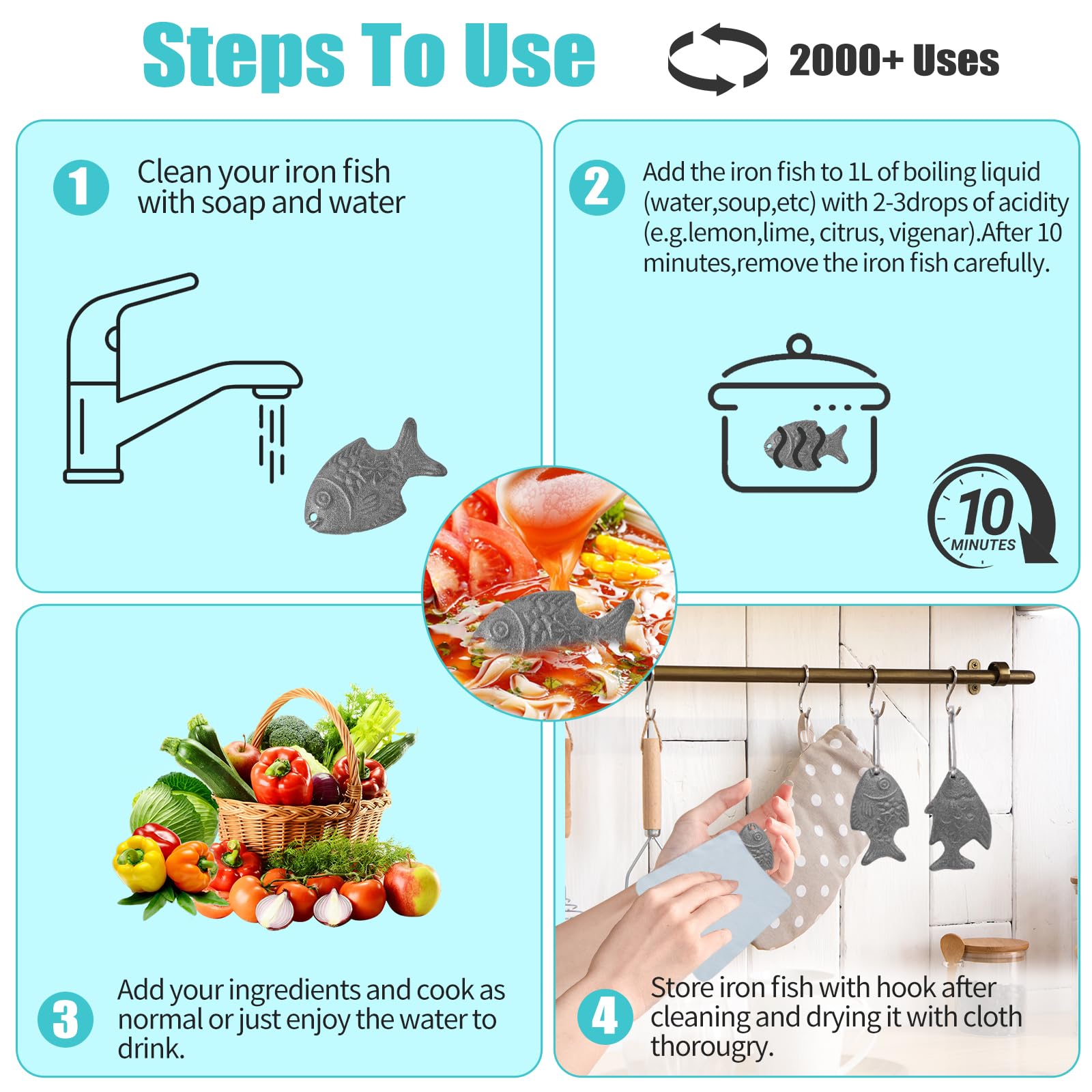 Awaiymi Iron Fish being added to water to fortify meals with iron.