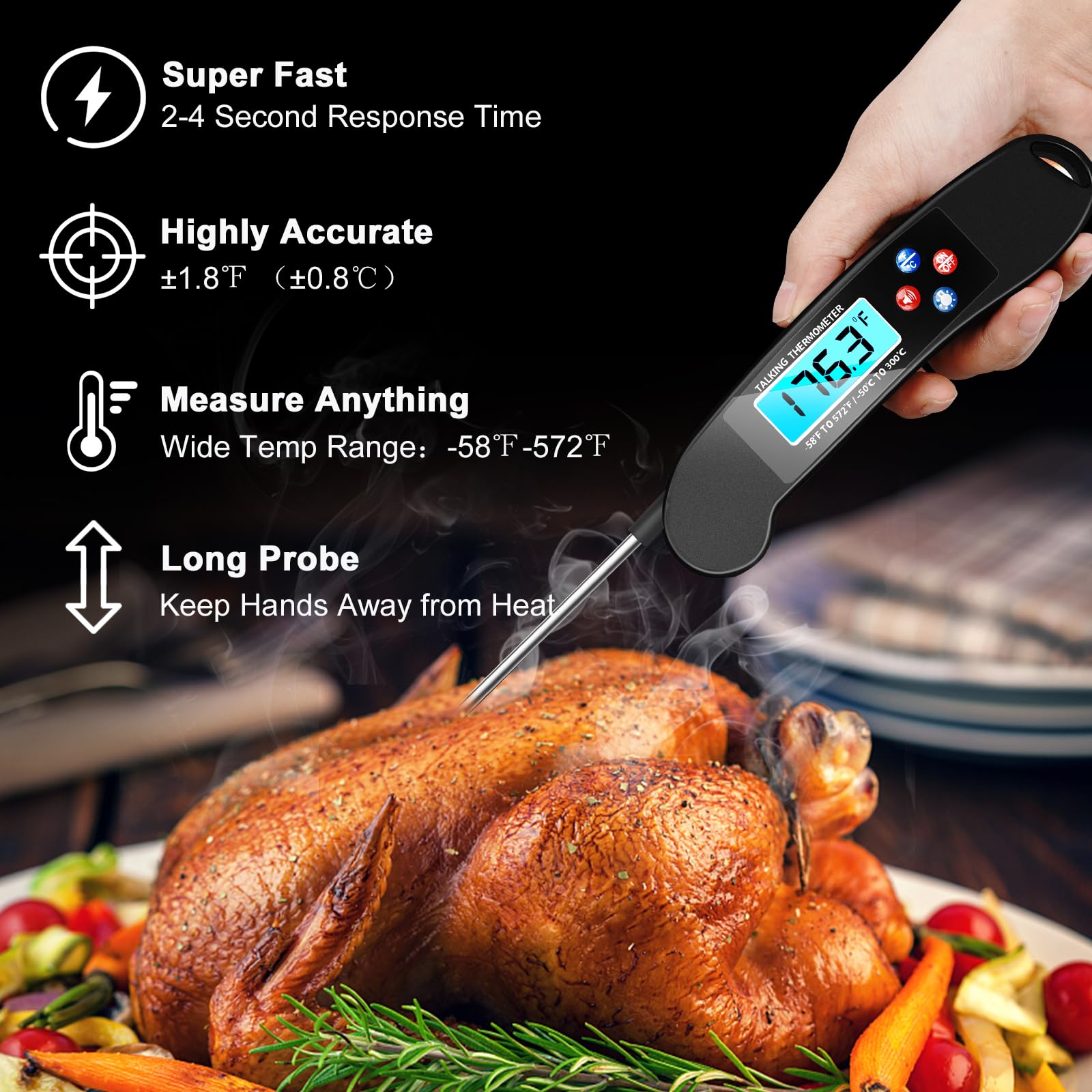 Awaiymi waterproof thermometer with backlight readable indoors or outdoors