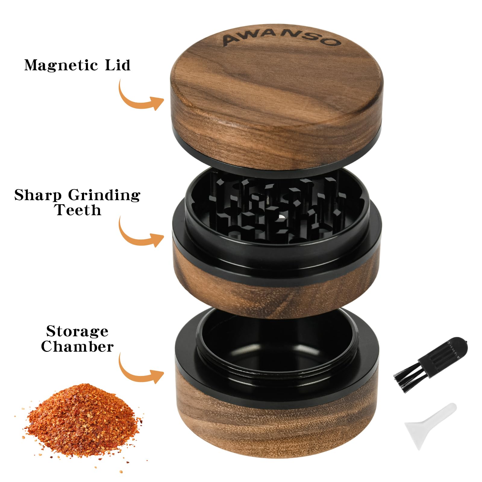 Awanso shell-less spices ground evenly with sharp teeth