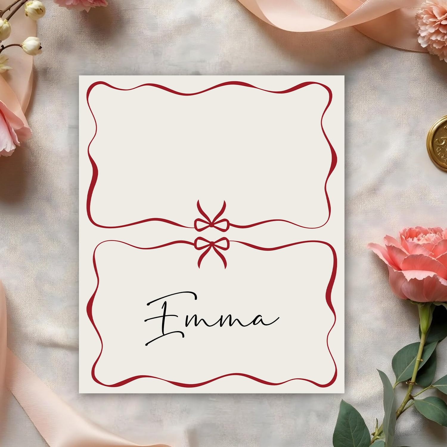 AWDSTN unfolded place card measures 4.2 by 3.5 inches with clear print.