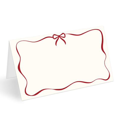 AWDSTN red bow border place card set of 25 for elegant table settings.