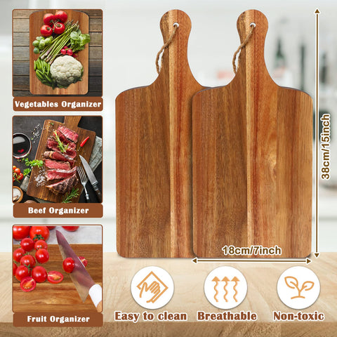 Close-up of Aweyka acacia wood cutting board showing durable grain and smooth surface.