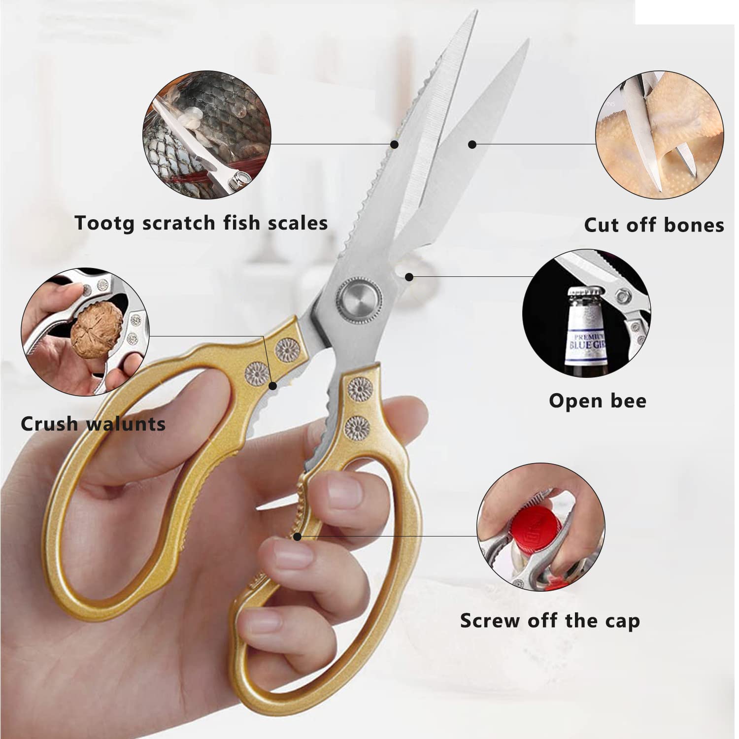 AWinjoy Kitchen Scissors dishwasher-safe design for quick cleanup after cooking tasks.
