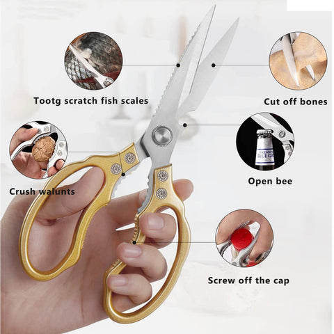 AWinjoy Kitchen Scissors dishwasher-safe design for quick cleanup after cooking tasks.