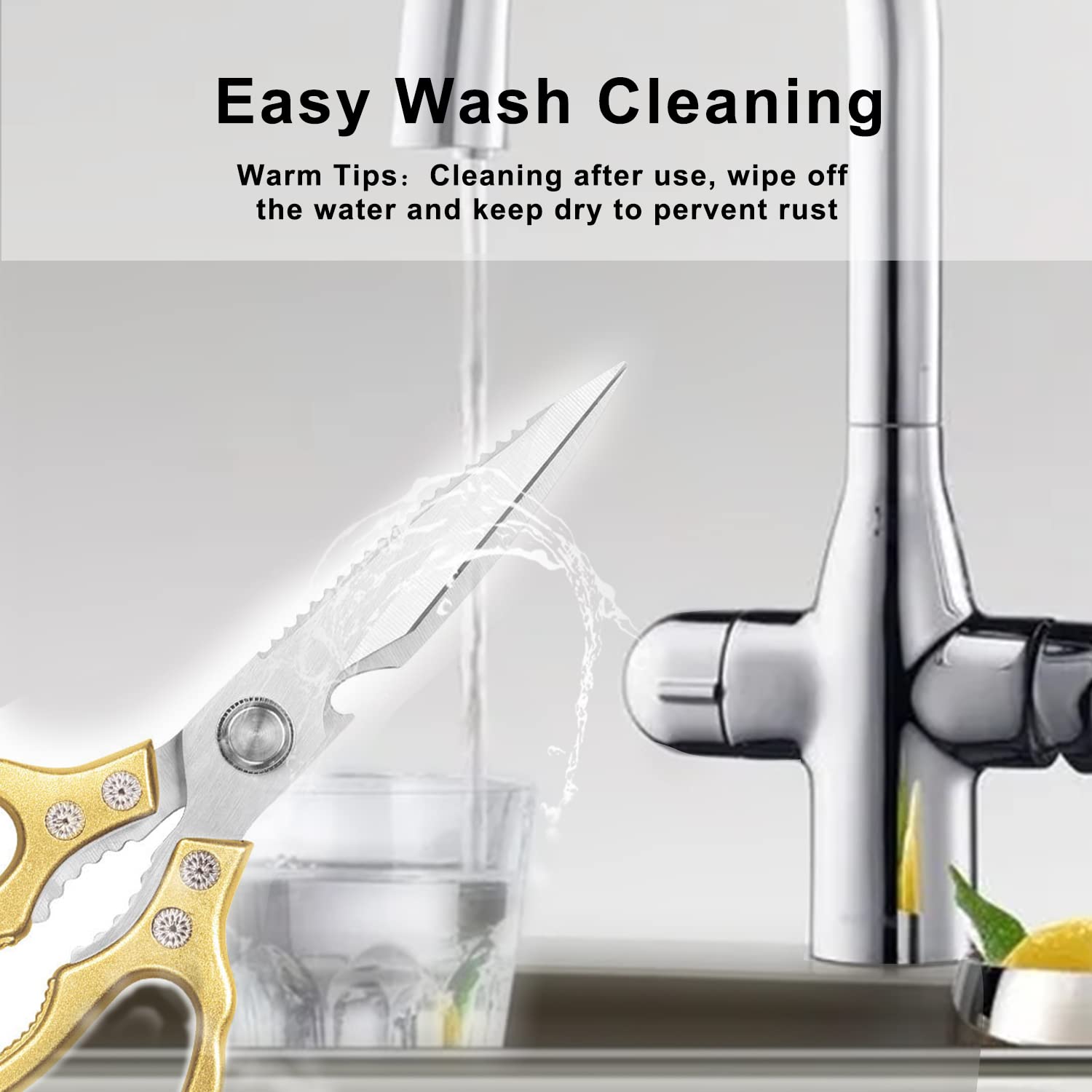 AWinjoy Kitchen Scissors handle herbs, vegetables, and fruits with versatility and control.