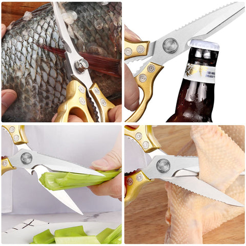 AWinjoy Kitchen Scissors ideal for cutting meat and fish with ease in daily meal prep.