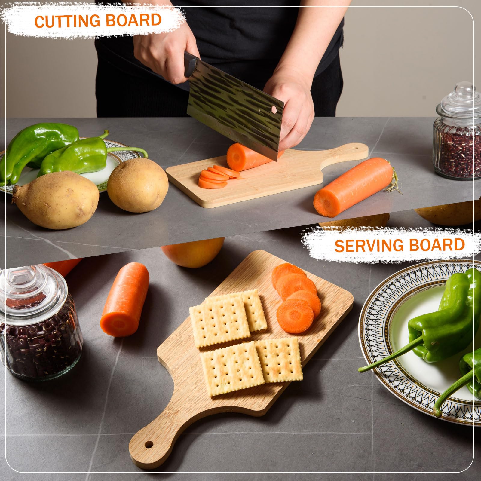 Awizom bamboo cutting boards serving board ideal for cheeses and appetizers.