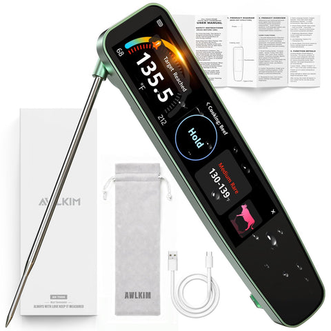 AWLKIM 0.5s instant read thermometer display for quick checks