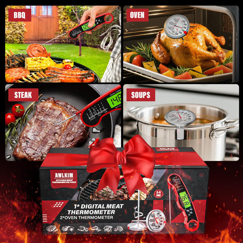 AWLKIM professional-grade thermometer with 24-hour support for cooking confidence.