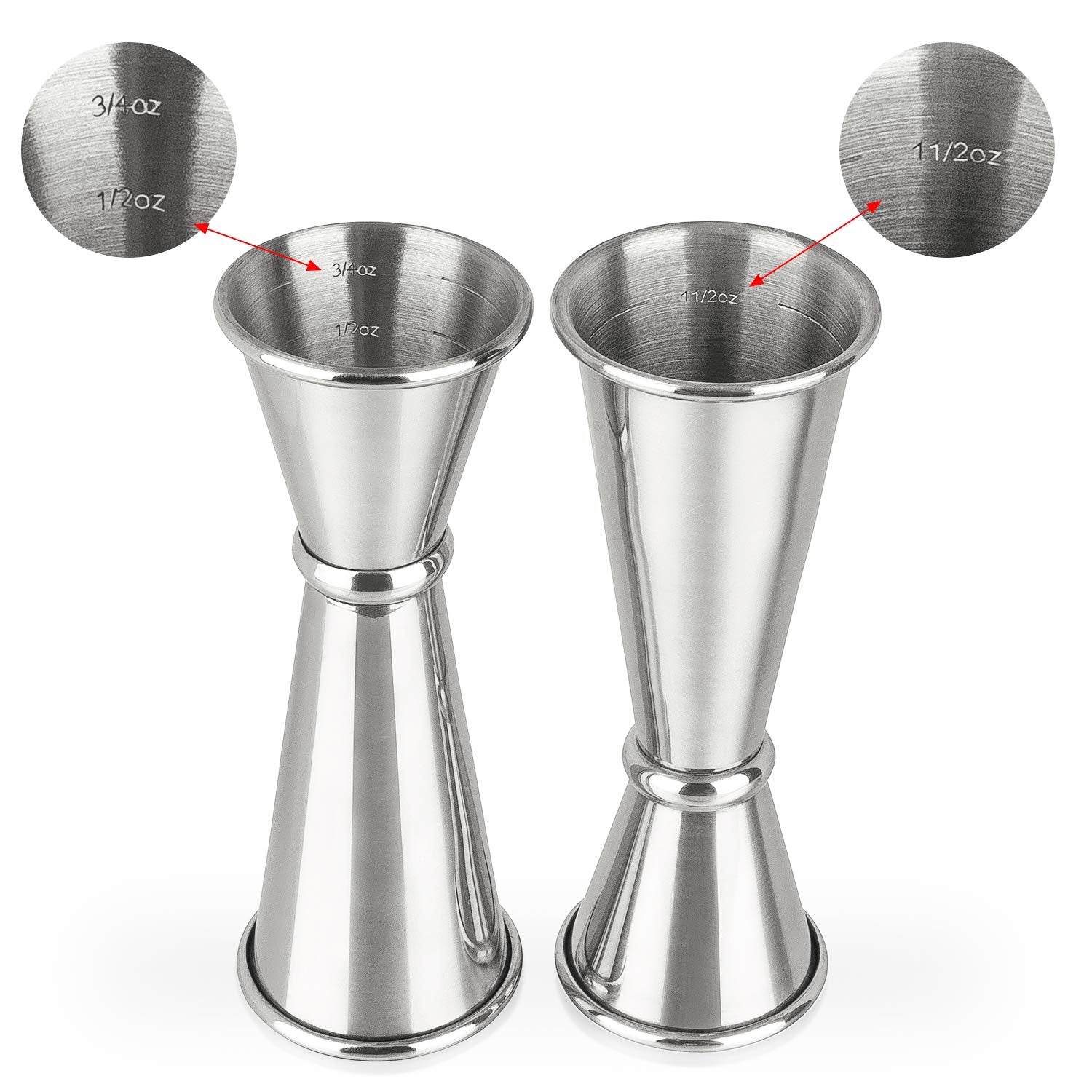 Awpeye double-sided jigger with interior and exterior markings for consistency