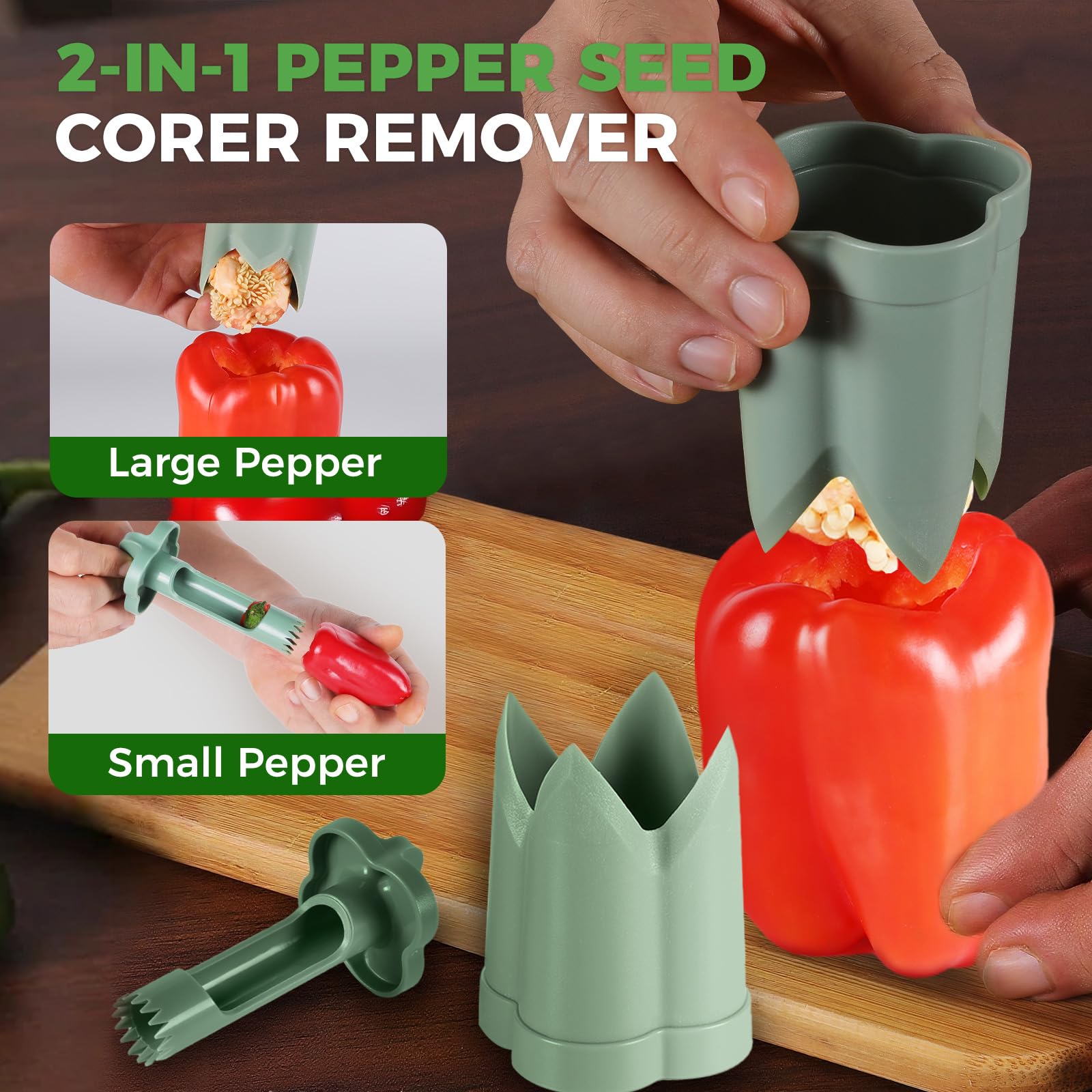 awrose long corer for chili peppers demonstrates precision slicing.