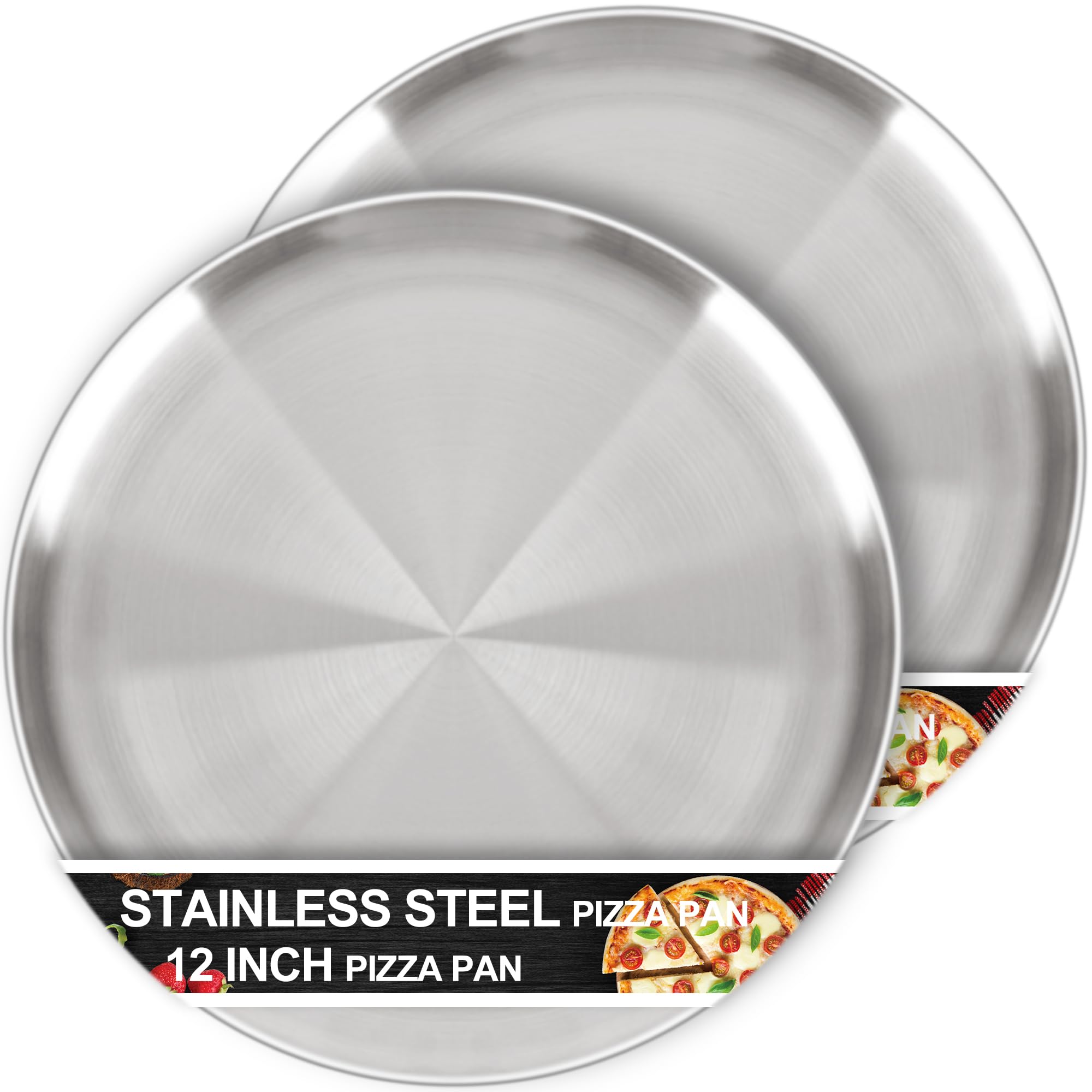 AWTBDP 12-inch pizza pan set of 2 ready for oven use with even heating.
