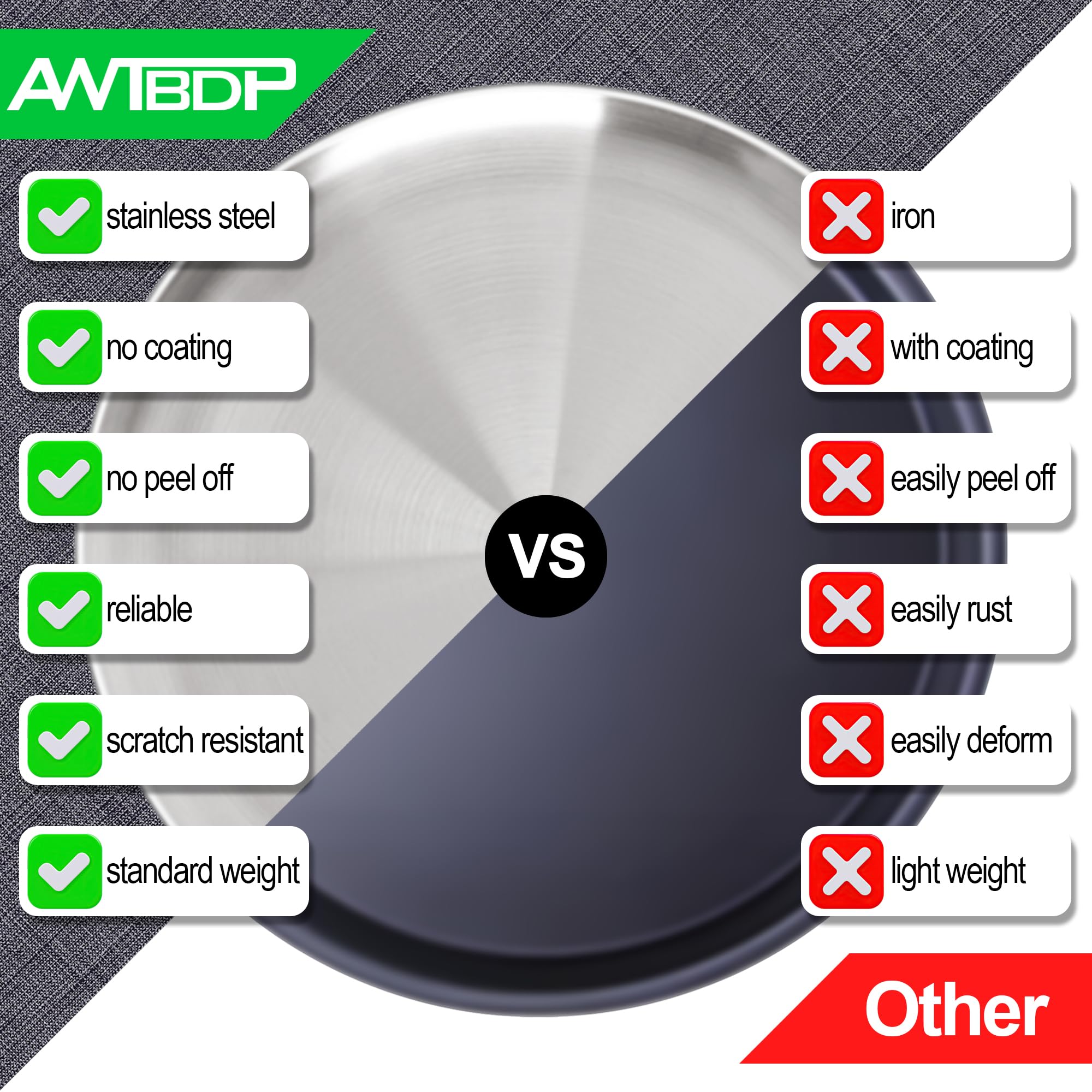 AWTBDP brushed nonstick surface pizza pan simplifies release and cleanup.