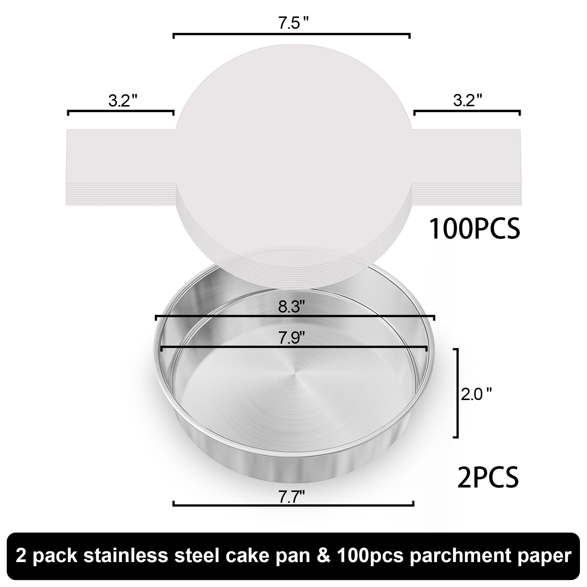 AWTBDP stainless steel cake pan set ensures sturdy, rust-free baking.