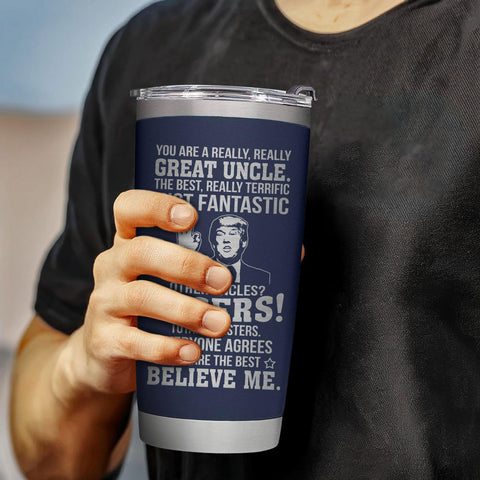 AWTHATMAZING flower-pattern navy tumbler offers stylish gift-ready design