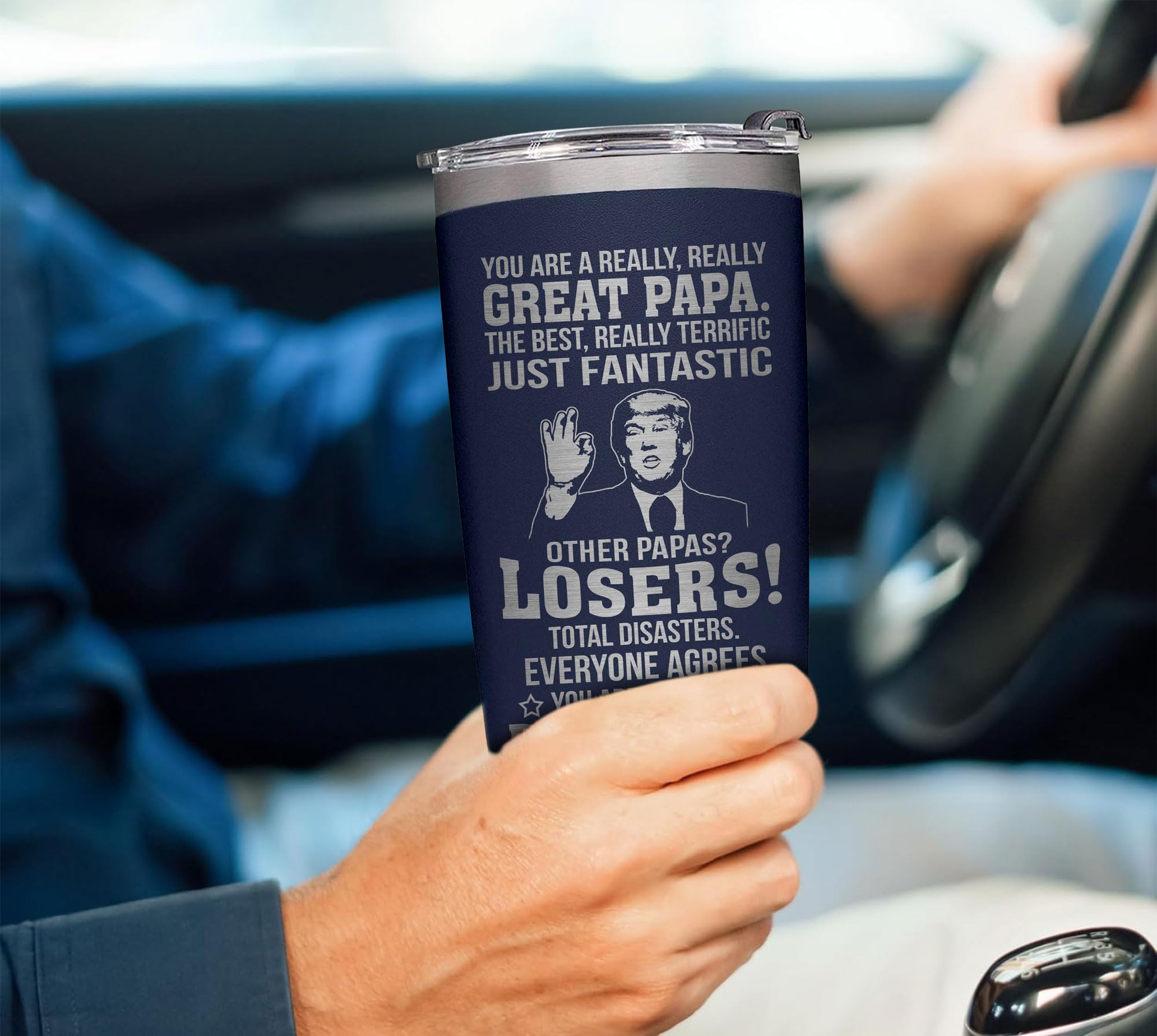 Gift-ready AWTHATMAZING Papa Tumbler in branded box.