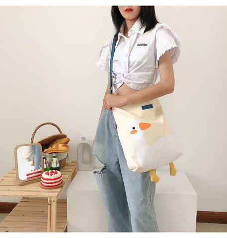 AWXZOM canvas tote bag interior pocket keeps small items organized