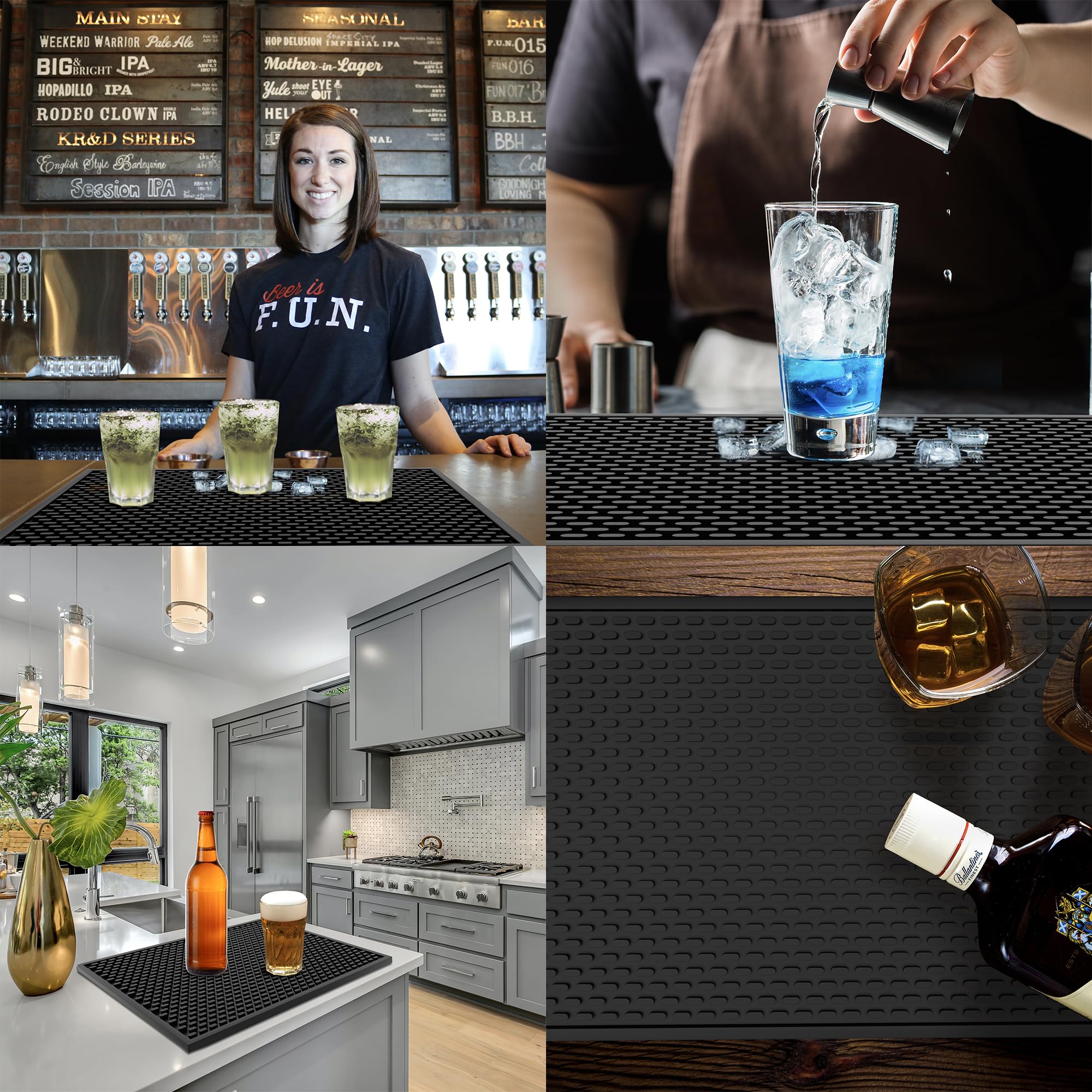 AXIESO non-slip surface prevents shifting during busy bar service.