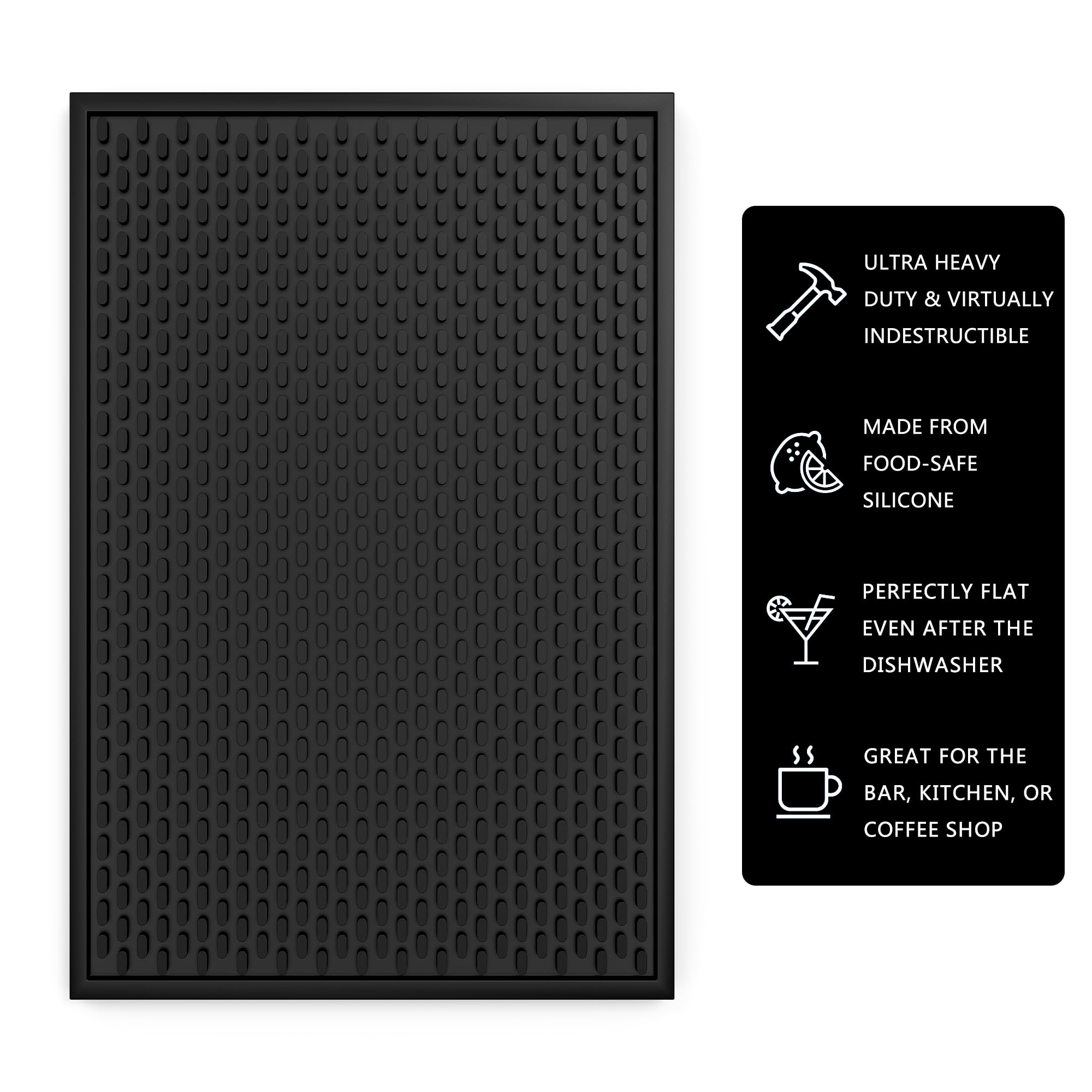 AXIESO Drip Mat is dishwasher-safe for quick cleanup after service.