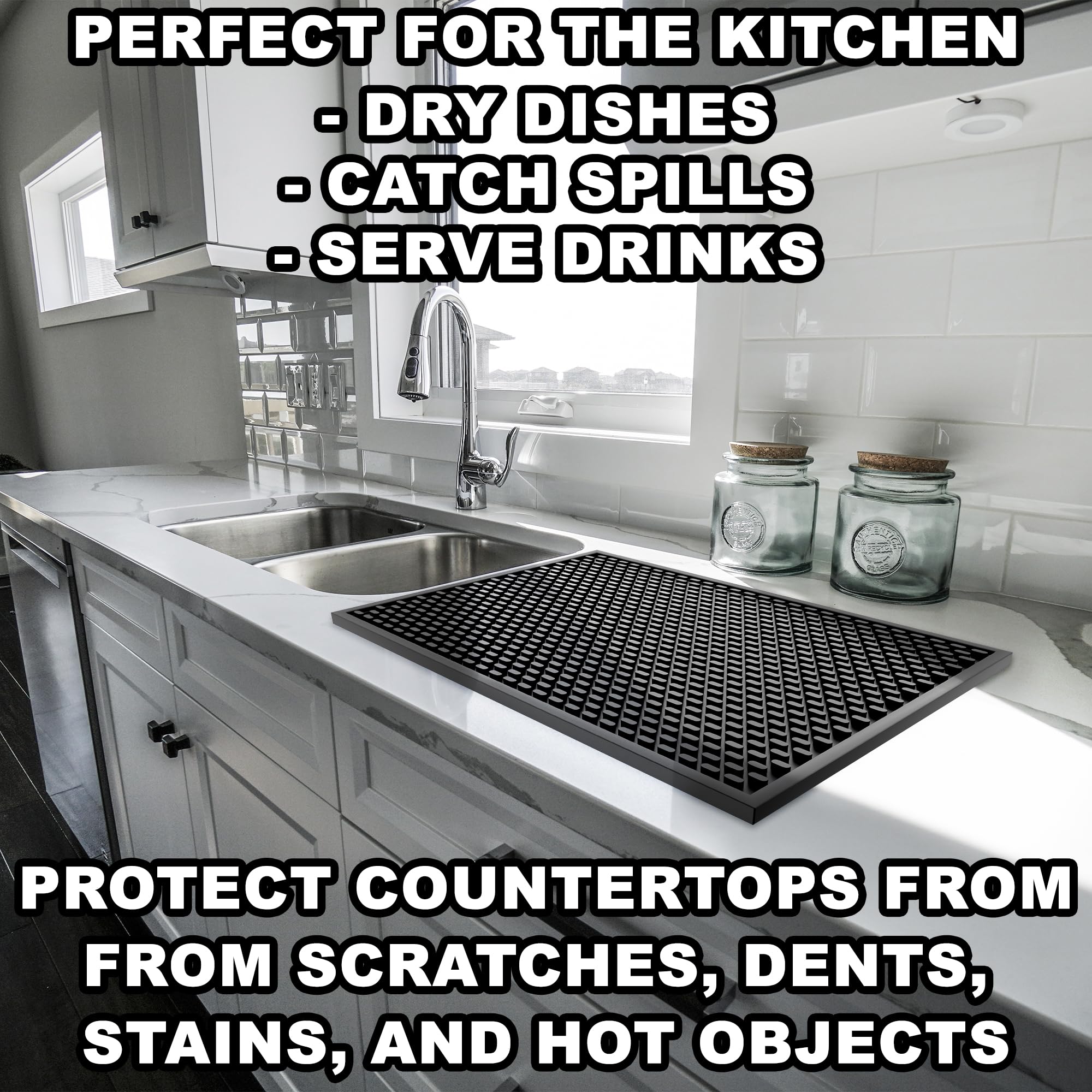 AXIESO large 18x12 inch mat covers more counter space for bartenders.