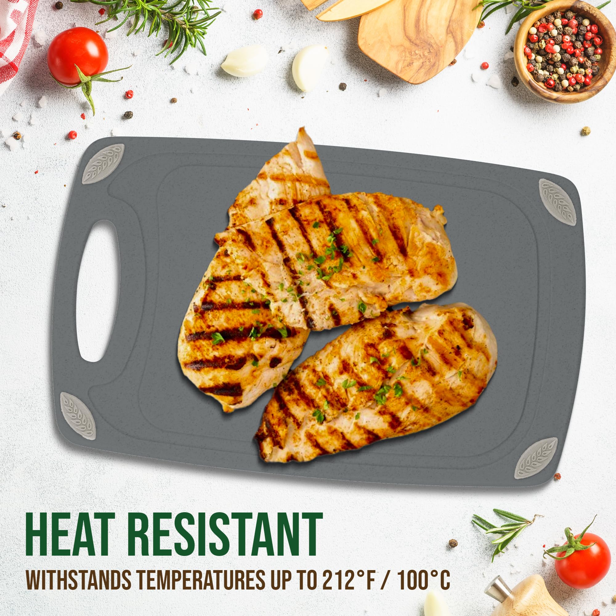 AXIOM CREATIONS anti-slip pads stabilize chopping during prep.