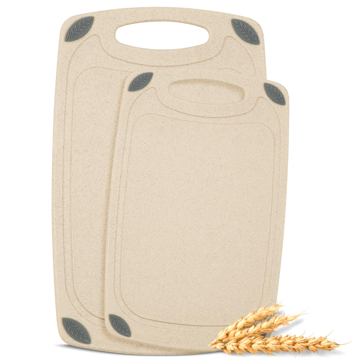 AXIOM CREATIONS large wheat straw cutting board top view, eco-friendly prep surface.