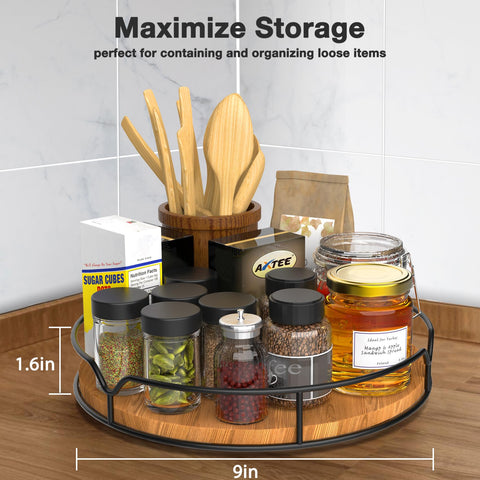 AXTEE Lazy Susan multi-use organizer for spices, makeup, snacks.