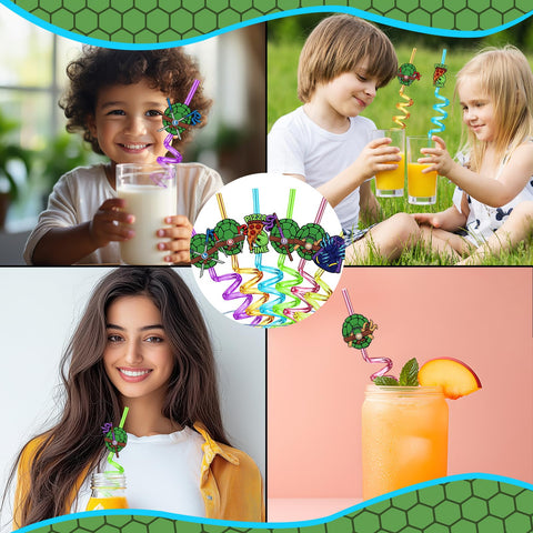 AXUOCDH kids party favors turtle straws for goody bags and snacks