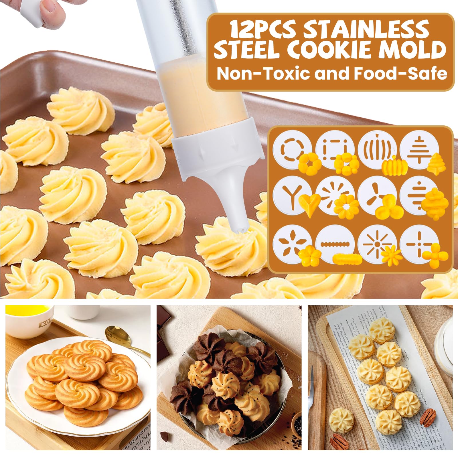 AXWATDEI cookie discs set of 12 for versatile decorating patterns.