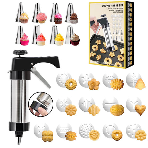 AXWATDEI cookie press gun black enables smooth, uniform spritz cookies.